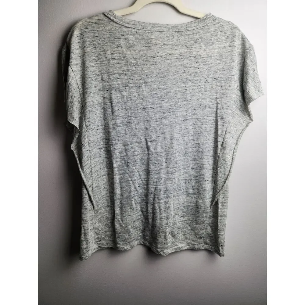 Sundance Rowan Flutter Side Blouse Linen Sz S pocket heathered gray beach boho - Picture 5 of 9